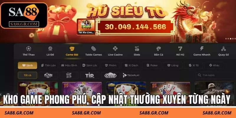 Kho game phong phú, cập nhật thường xuyên từng ngày Kho game phong phú, cập nhật thường xuyên từng ngày