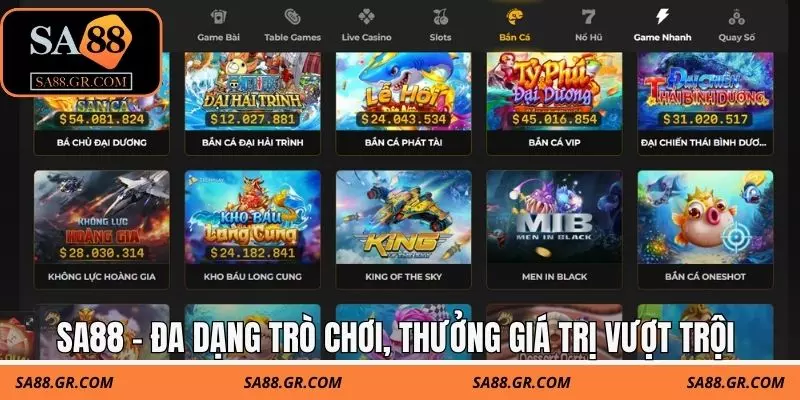 SA88 - Đa dạng trò chơi, thưởng giá trị vượt trội SA88 - Đa dạng trò chơi, thưởng giá trị vượt trội